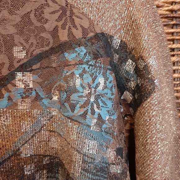 Vintage Lace Metallic Sheer Butterfly Sweater Tee Whimsigoth Fairy Grunge XL - Picture 6 of 8